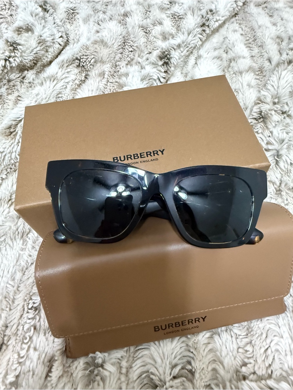 Burberry Tortoise Women's Oversized Square Sunglasses with Dark Lenses